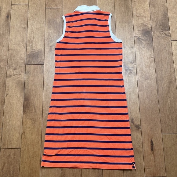 Tommy Hilfiger Slim Fit Stripe Stretch Polo Dress XS orange navy sleeveless - Picture 11 of 11